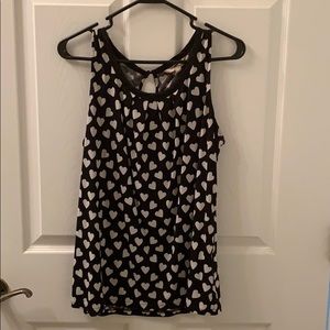 Black and White Heart Print Banana Republic Tank